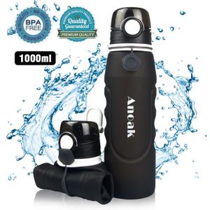 Bouteille d/’Eau de Silicone Pliable 17oz avec Poign/ée de Transport pour Les Sports et activit/és en Plein air de Qualit/é M/édicale 500ML