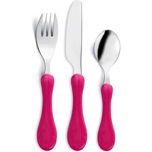 3 pièces inox couverts enfants Set-couteau-fourchette-cuillère Rose Bleu