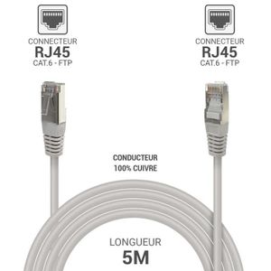 Câble RJ45 CAT6 S/FTP à verrouillage - Gris - (0,5m) - Achat