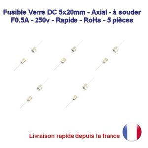 sourcingmap 250V 0 5 A F0.5AL Action Rapide Tube En Verre Fusibles 5 x 20mm 20Pcs 