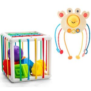 CUBE ÉVEIL 2PCS Montessori Jouets pour Bebe 1 2 Ans, Sensorie