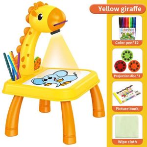 TABLE A DESSIN Dessin - Graphisme,Planche à dessin avec projecteur LED pour enfants,Table de peinture,bureau,apprentissage - Type Yellow Giraffe