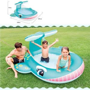 PATAUGEOIRE Piscine Gonflable Pataugeoire Easy - LEOCLOTHO - Bleu - 200*196*90 cm - PVC - Anti-fuite