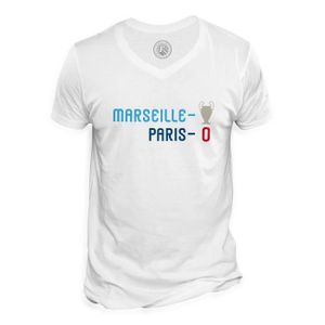 T-SHIRT MAILLOT DE SPORT T-shirt Homme Col V Marseille 1 - Paris 0 Sport Fo