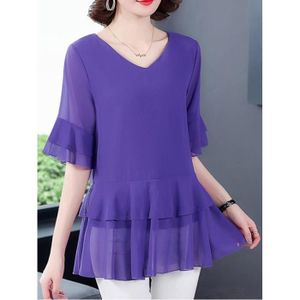 T-SHIRT T-shirt femme confortable nouvelle mode decontracte lache vente chaude tendance pur coton - violet 2 Blanche