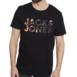 T-SHIRT T-shirt Noir/Orange Homme Jack & Jones Plash