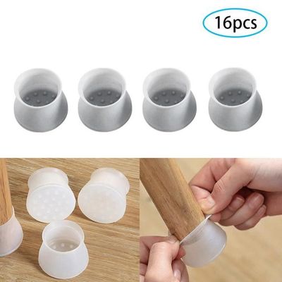JTENG Silicone Transparent Embout de Chaise avec Coussinets en Feutre Convient Uniquement aux Pieds de Chaise Ronds Perpendiculaires au Sol 16Pcs Protection Pied de Chaise