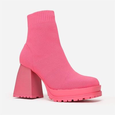 Bottine chaussette talon carré deals