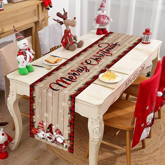 Chemin De Table De Noël En Coton Et Lin - 178x33 Cm, Décoratif Et Imperméable, Pour Fêtes Et Repas