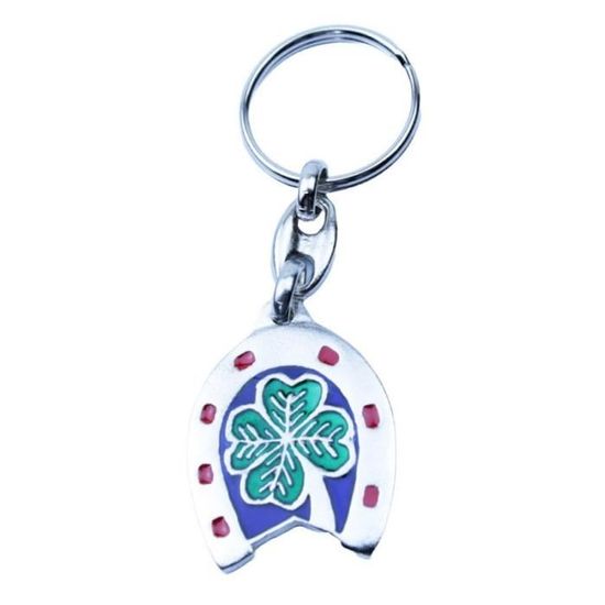 Porte-clé Métal Fer à Cheval & Trèfle à 4 Feuilles - Porte-bonheur Avec Chainette - Cadeau Anniversaire, Fête Des Mères/pères - 3
