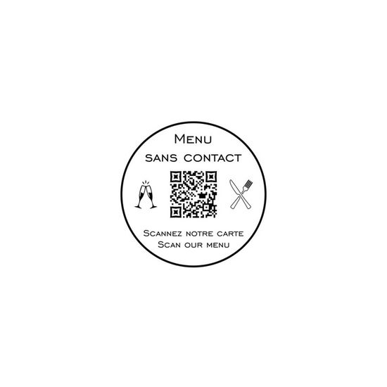 Pictogramme Menu QR Code Sans Contact – Cuivre Brossé – Pour Restaurant, Hôtel – Personnalisable, étanche, Facile à Coller