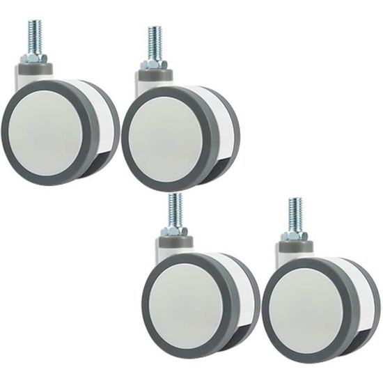 Roulettes Industrielles à Tige Filetée M12x30 Mm - Charge 400 Kg, Avec/sans Frein, Roue PU 75 Mm Rouge