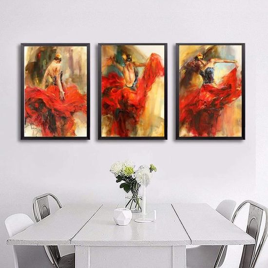 Tableau Ancien Danseurs Flamenco - Fusain Annick Guibert 1954 (État Variable)