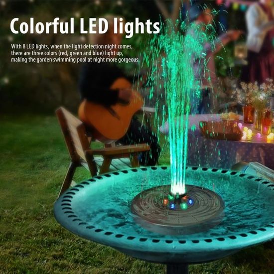 Pompe Solaire De Bassin 7W Avec LED - Fontaine Solaire Pour Jardin Ou étang