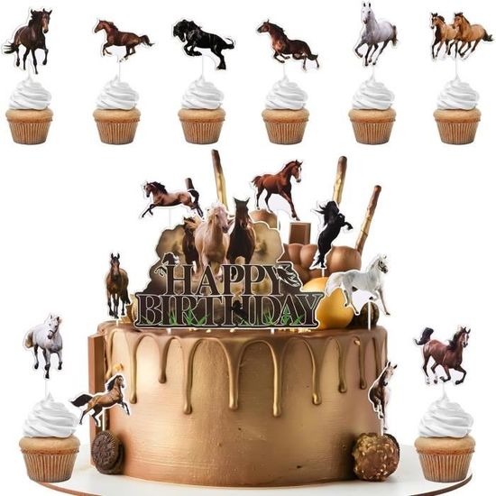 Décoration Gâteau Comestible J&M DECO - Papier Cheval 20cm - Pour Crème, Anniversaire, Pâtisserie
