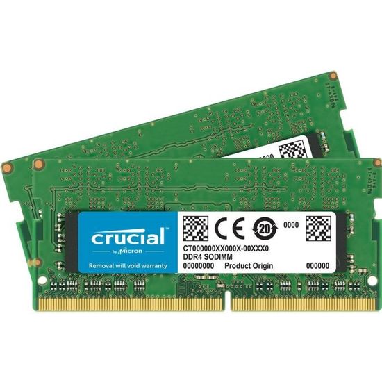 Crucial Module de RAM Crucial - 16 Go (2 x 8 Go) - DDR4-2400/PC4-19200 DDR4 SDRAM - CL17 - 1,20 V - 260-pin -