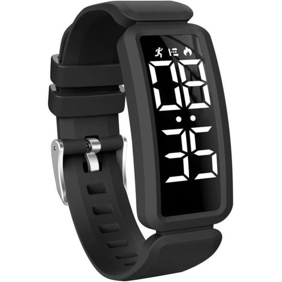 Montre Digitale Enfant Aswan Avec Podomètre | Chrono, Alarme, Éclairage | Bracelet Silicone