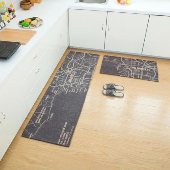 KMVIZI Tapis De Cuisine Antidérapant Lavable, 50 X 80 Cm, Tapis De Cuisine En Chenille, Tapis Absorbant En Caoutchouc, Chemin Facile à Nettoyer, Pour Salle De Bain, Déménagement, Buanderie, Gris