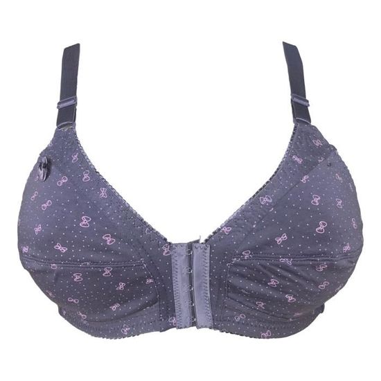 Soutien-gorge 95D Rose Avec Pois Noirs - Ouverture Avant - Sans Armatures - Coton