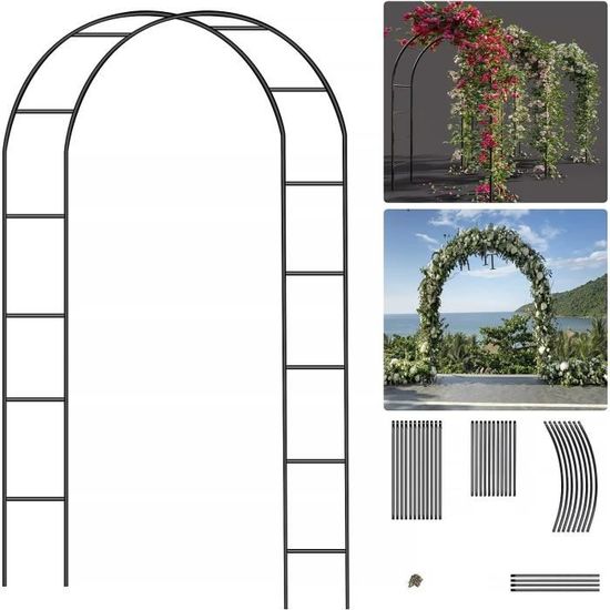 Arche De Jardin En Métal Pour Plantes Grimpantes, Arceau à Rosiers En Treillis Exterieur 205x52x206cm Support De Toile De Fond Elegant Decoration Mariage Fete Et Ceremonie