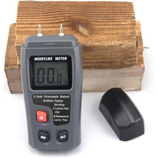 Humidimètre Bois Digital Précis MT01 - Testeur Humidité Avec Affichage LCD, Thermomètre Et Broches Intégrées
