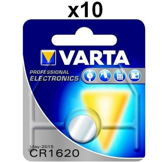 VARTA Piles Bouton CR1620, lot de 10, Power on Demand, Lithium, 3V,  emballage sécurisé pour les enfants, pour les appareils Smart Home, clés de
