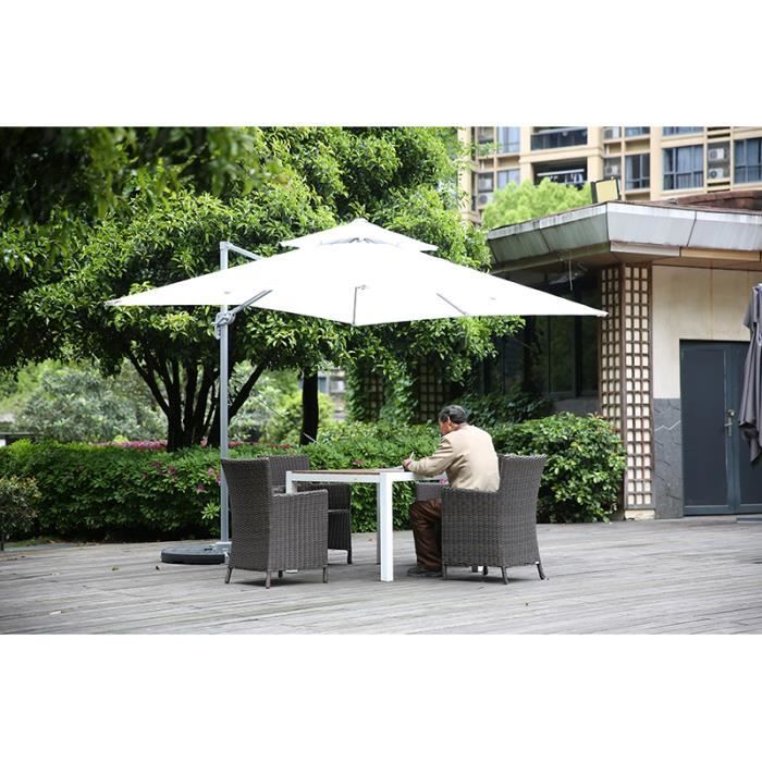 Angel Living Parasol Roman avec Double top, 265 X 265cm Parasol avec Base Croisée pour Jardin (Gris)