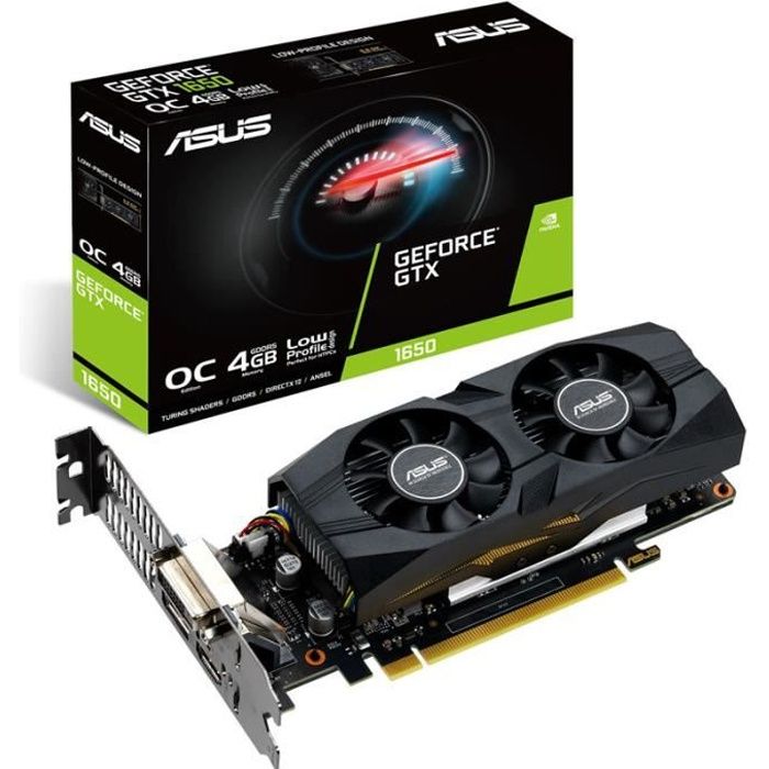 ASUS GeForce GTX 1650 O4G, 4096 MB GDDR5, Low Profile 0,000000 Noir