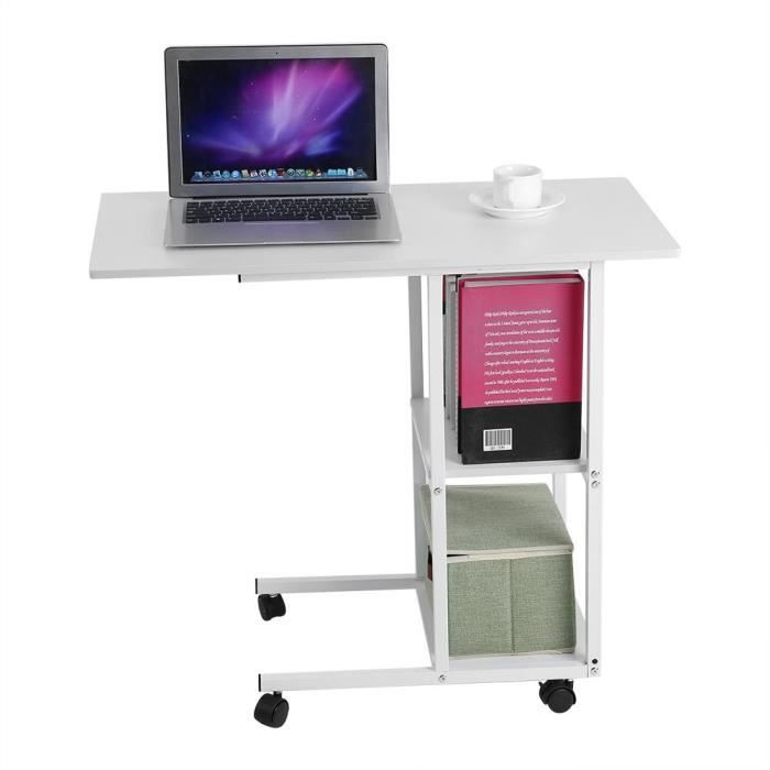 Table de lit sur roulettes - Bureau à la maison Portable sur table de lit(blanche)-GUA
