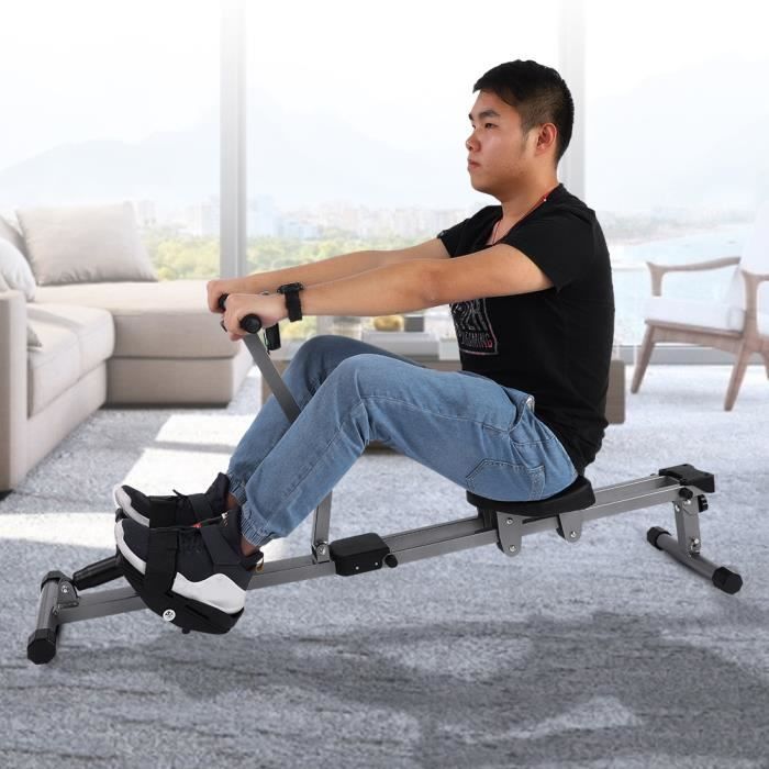 Machine à ramer en acier Cardio Rower Workout Body Training Accessoire de fitness à domicile -JIL