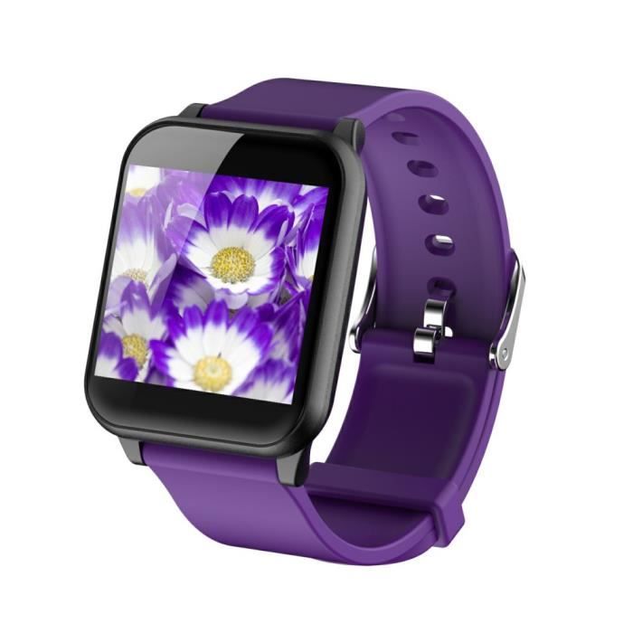 Montre Connectée Homme Femme Violet, Grand Écran Fitness Tracker Sport Fréquence Cardiaque Moniteur de Tension Artérielle -MAX