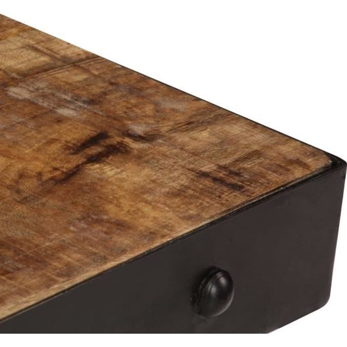 KAI Table basse avec roulettes Bois de manguier massif 100x60x26 cm