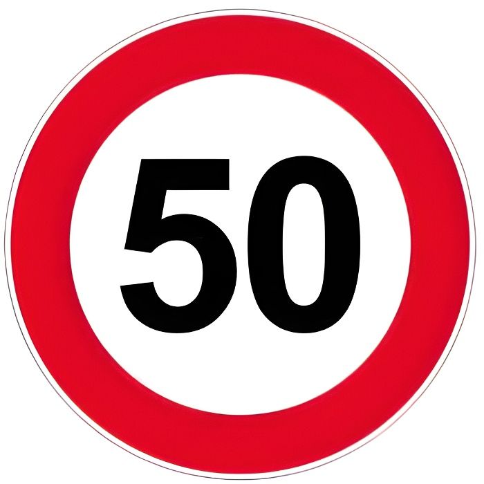 Autocollant sticker signalisation plaque porte panneau limitation vitesse 50