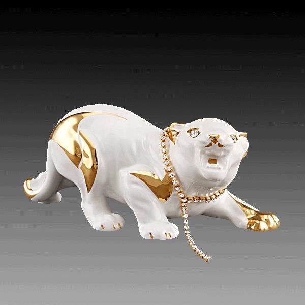 Tigre blanc qui rugit swarovski elements 21 x 9 x10 cm