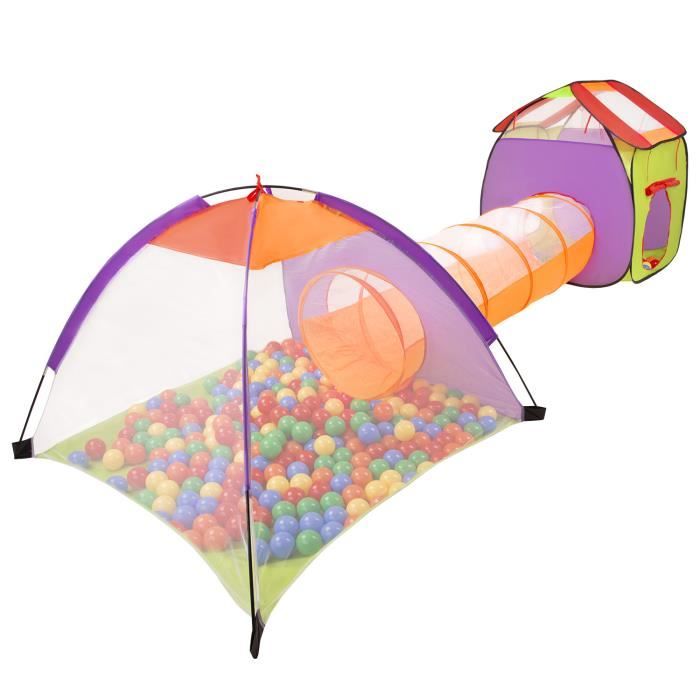 Selonis 3En1 Tente De Jeux Avec Tunnel 200 Balles Pour Enfants, Multicolore:Jaune-Vert-Bleu-Rouge-Orange