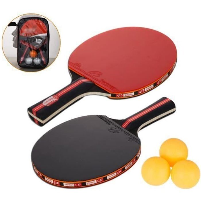 Raquette De Ping Pong, Set De Tennis De Table, 2 Raquette Ping Pong De Peuplier+3 Balle+1 Sac