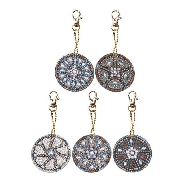 A269 5 pièces bricolage plein forage spécial en forme de diamant peinture porte clés femmes sac pendentif bijoux porte clés broder
