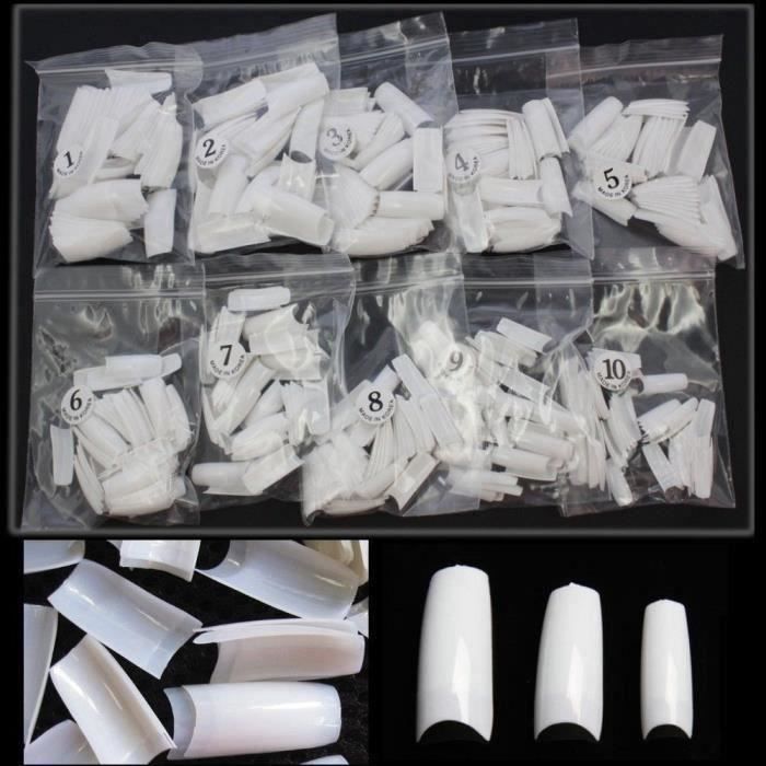 500Pc Capsules Faux Ongles Blanc Acrylique -UV Gel Nail Art Tis L65920