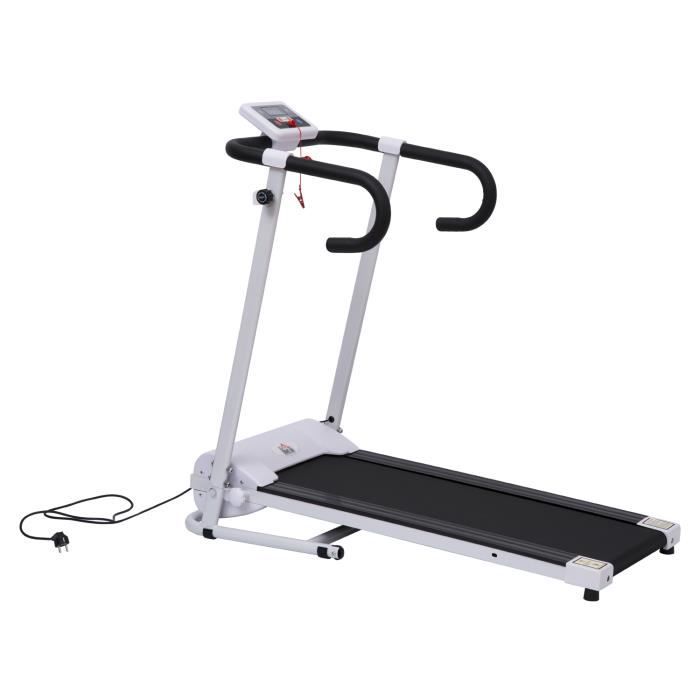 Tapis de course électrique de marche 5000 W pliable 125 x 61 x 118 cm télécommande écran LCD vitesse 10 km-h acier Blanc