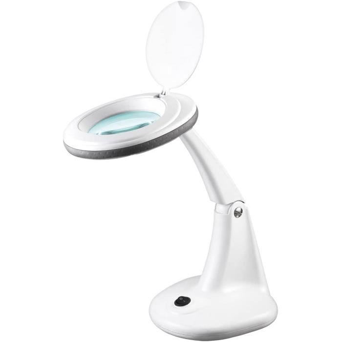 ECLAIRAGE ATELIER KEMOT nar0460, lumière lampe avec loupe 5 dioptries, 48 LED SMD, 6 W, 6500 K, verre, blanc701