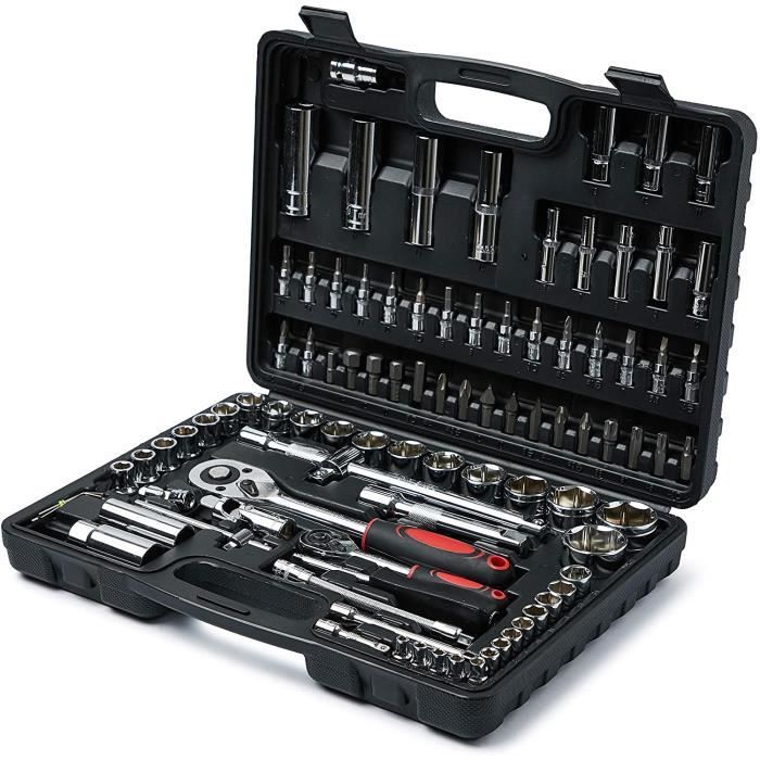 Boîte de Kits d'Outils 94 Pièces Coffret de douilles Ensembles d'Outils pour Maison Jeu De Douilles pour Réparation Quotidienne 150