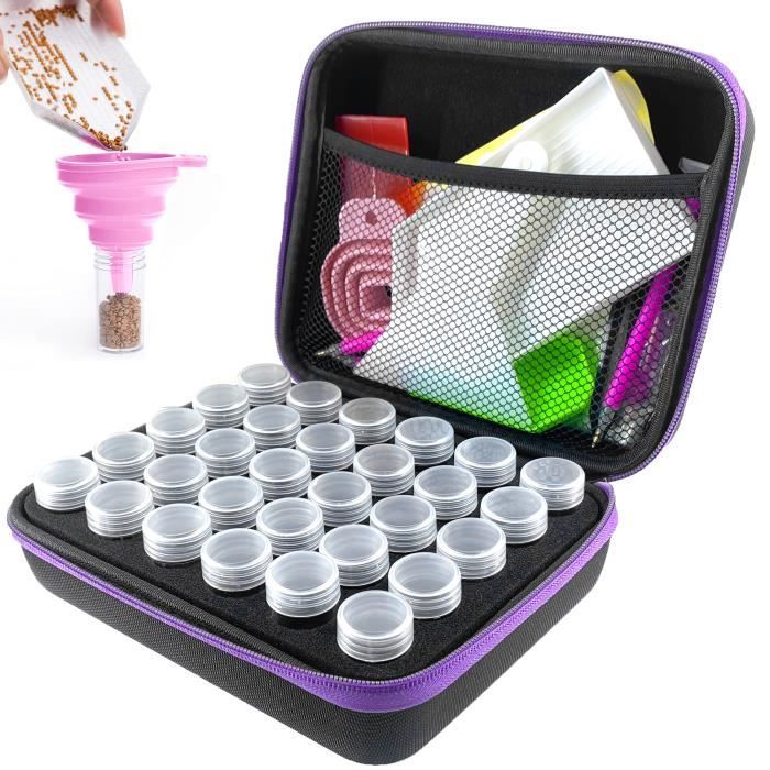 Boîtes de Rangement pour Diamant Peinture, 60 Fentes pour Diamond Painting Accessoires Diamant Peinture Boîtes Antichocs pour Bijoux