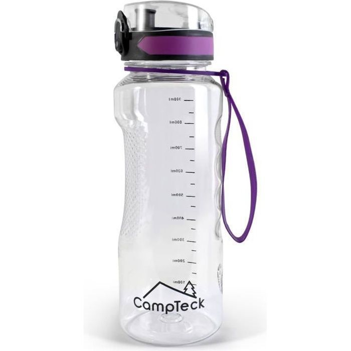 CampTeck Gourde Sport Bouteille d'Eau de 1000 ml Tritan 1l Water Bottle Sans BPA - Couvercle à Fermeture à Glissière étanche Violet