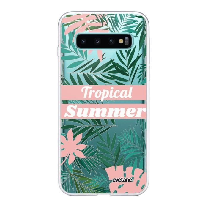 Coque Samsung Galaxy S10 360 intégrale transparente Tropical Summer Pastel Ecriture Tendance Design Evetane.