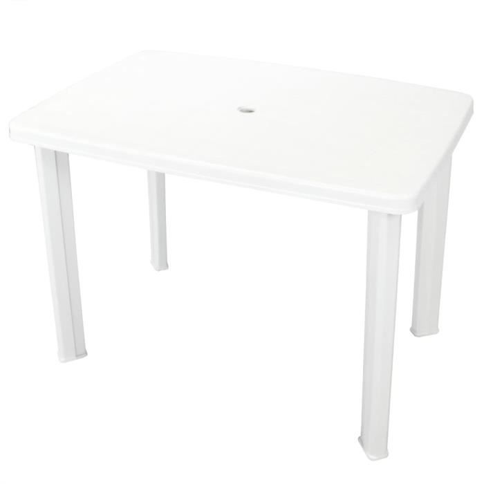 TOP-ZHU Table de jardin Blanc 101 x 68 x 72 cm Plastique