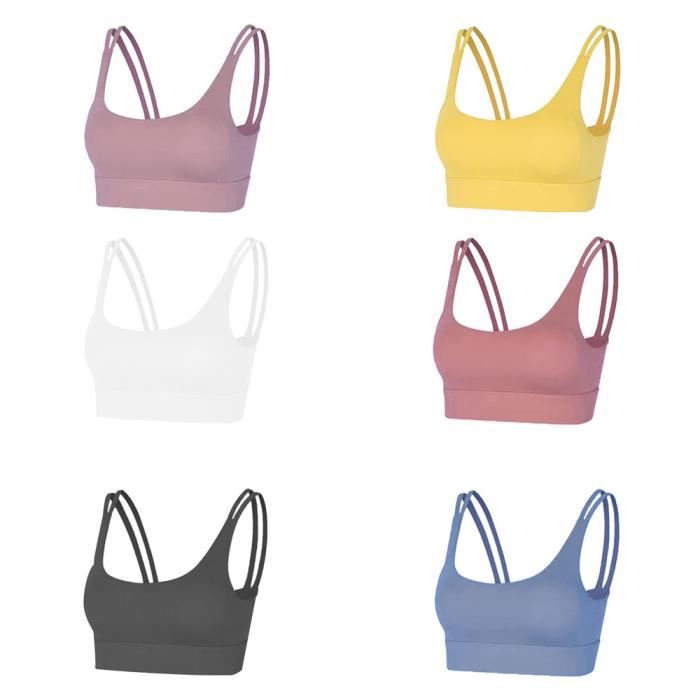 3 pièces Femme Sous vetements Bustier corset pour Jogging Yoga Gym Fitness(Couleurs différentes et Même taille)-XL-Violet-Noir-Blanc