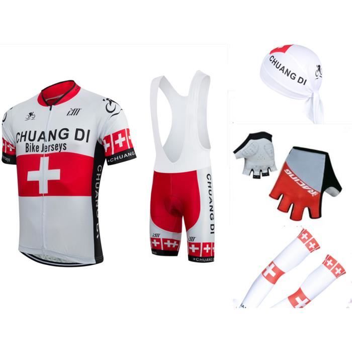 Maxi-set Vélo Cyclisme Maillot+Cuissard+Bandanas+Gants+Manchettes Homme