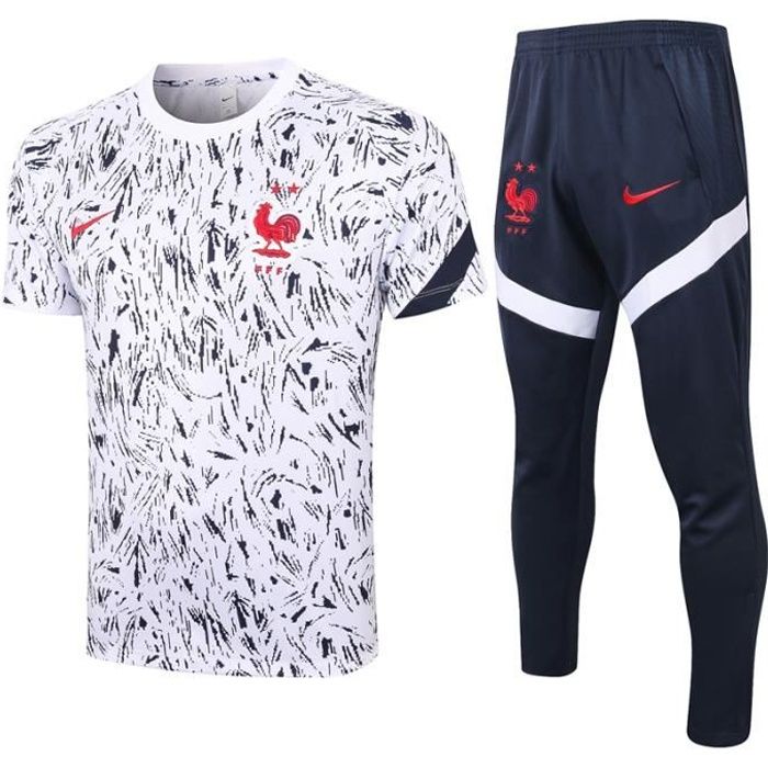 Survêtements Foot Homme Equipe de France - 2021 Maillot de Foot Homme Tenue de Foot - T-Shirt et Pantalon