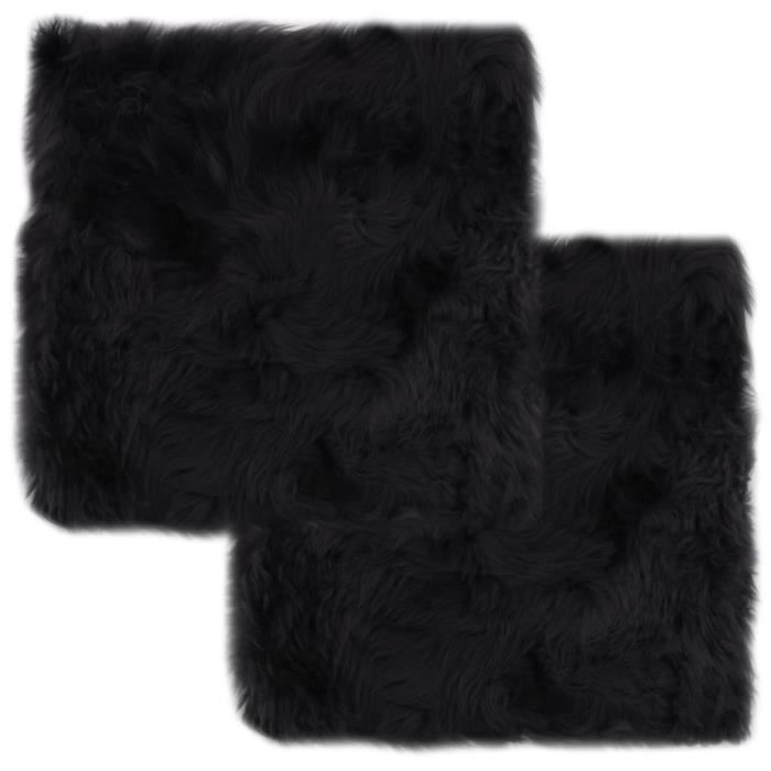 Coussins de chaise 2 pcs Gris foncé 40x40 cm Mouton véritable