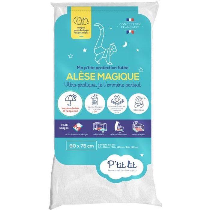P'tit lit - Alèse Bébé Imperméable Ultra Absorbante - Protège Matelas Respirant et Silencieux - Lavable à 90°C - Pour tout type de